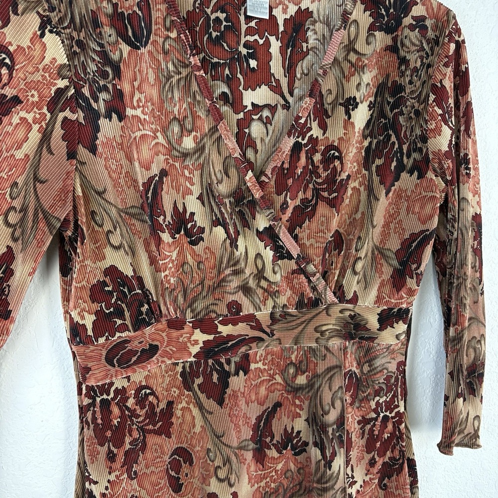 Vtg Y2K Dressbarn M Babydoll Blouse Asymmetric Dark Floral Fairy Whimsigoth Boho - Picture 4 of 5